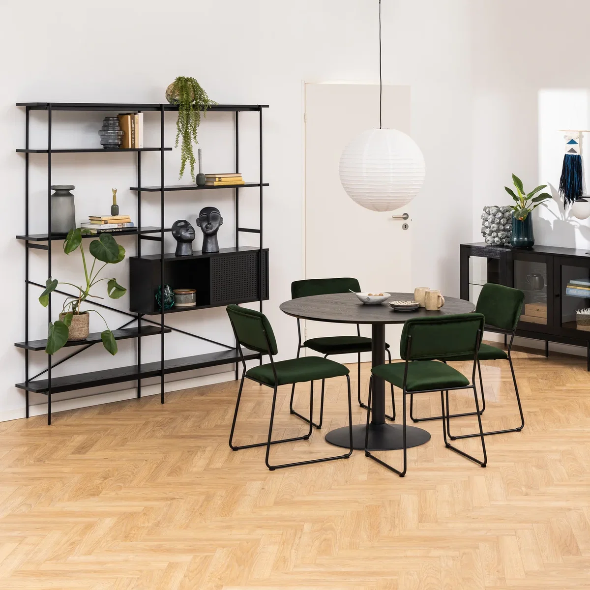 Ibiza Round Dining Table with Black Ash Top and Matt Black Base - Black – image 2