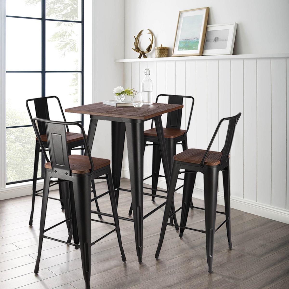 Bar High Seat Wooden Tall Counter Bistro Dining Table - Brown – image 3