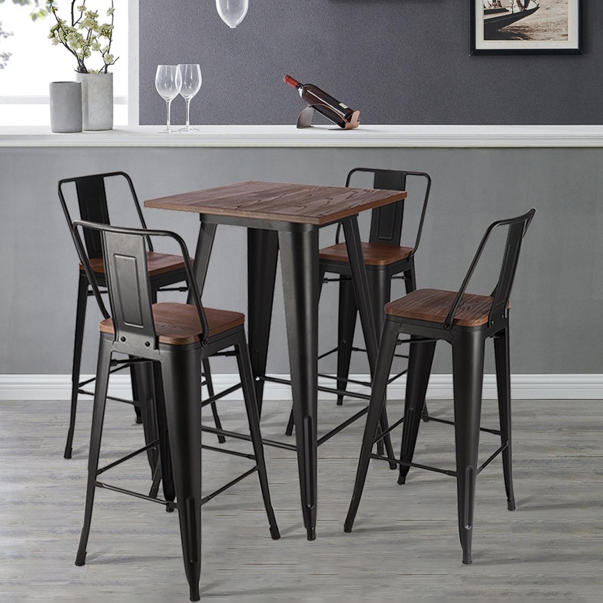 Bar High Seat Wooden Tall Counter Bistro Dining Table - Brown – image 4