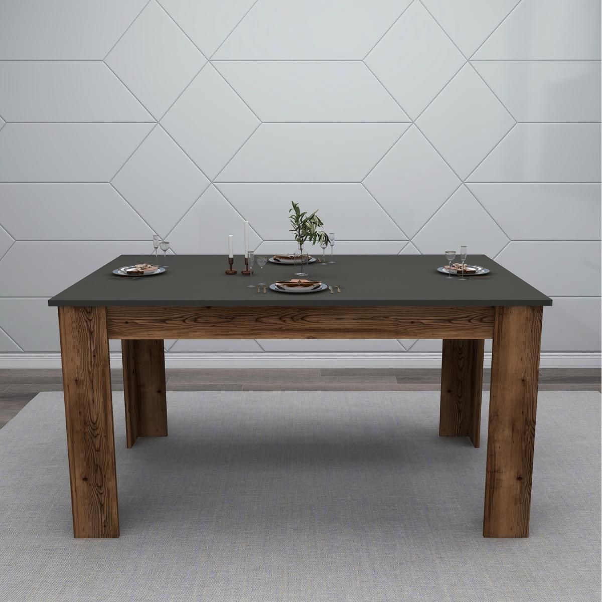 Pisa 145 cm 4 Person Dining Table - Light Walnut - Anthracite – image 3