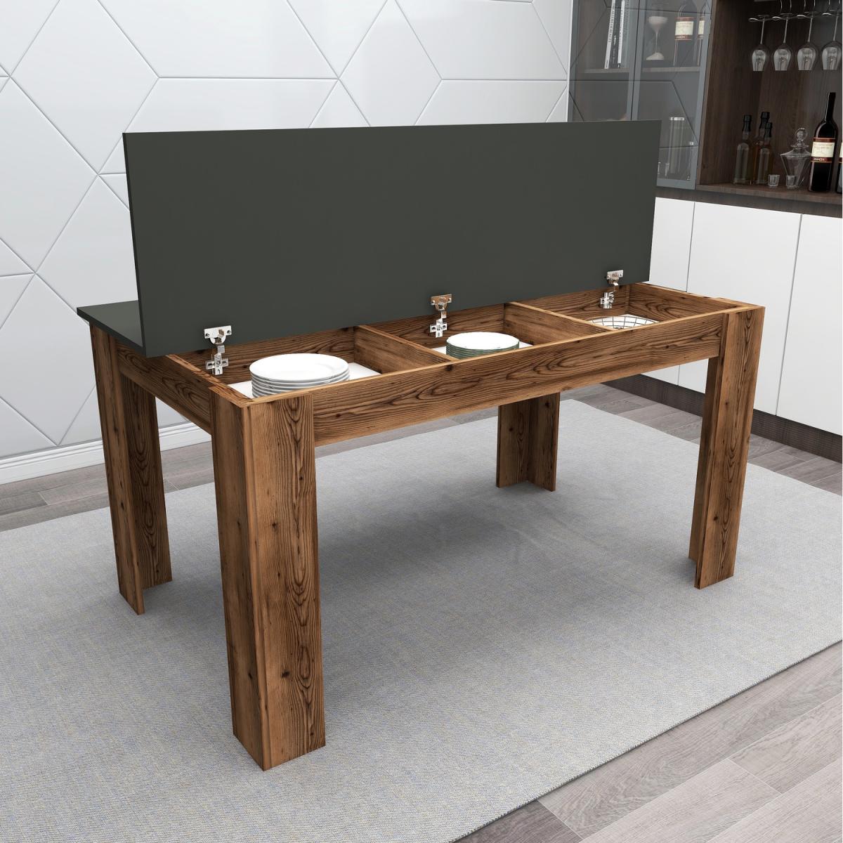 Pisa 145 cm 4 Person Dining Table - Light Walnut - Anthracite – image 4