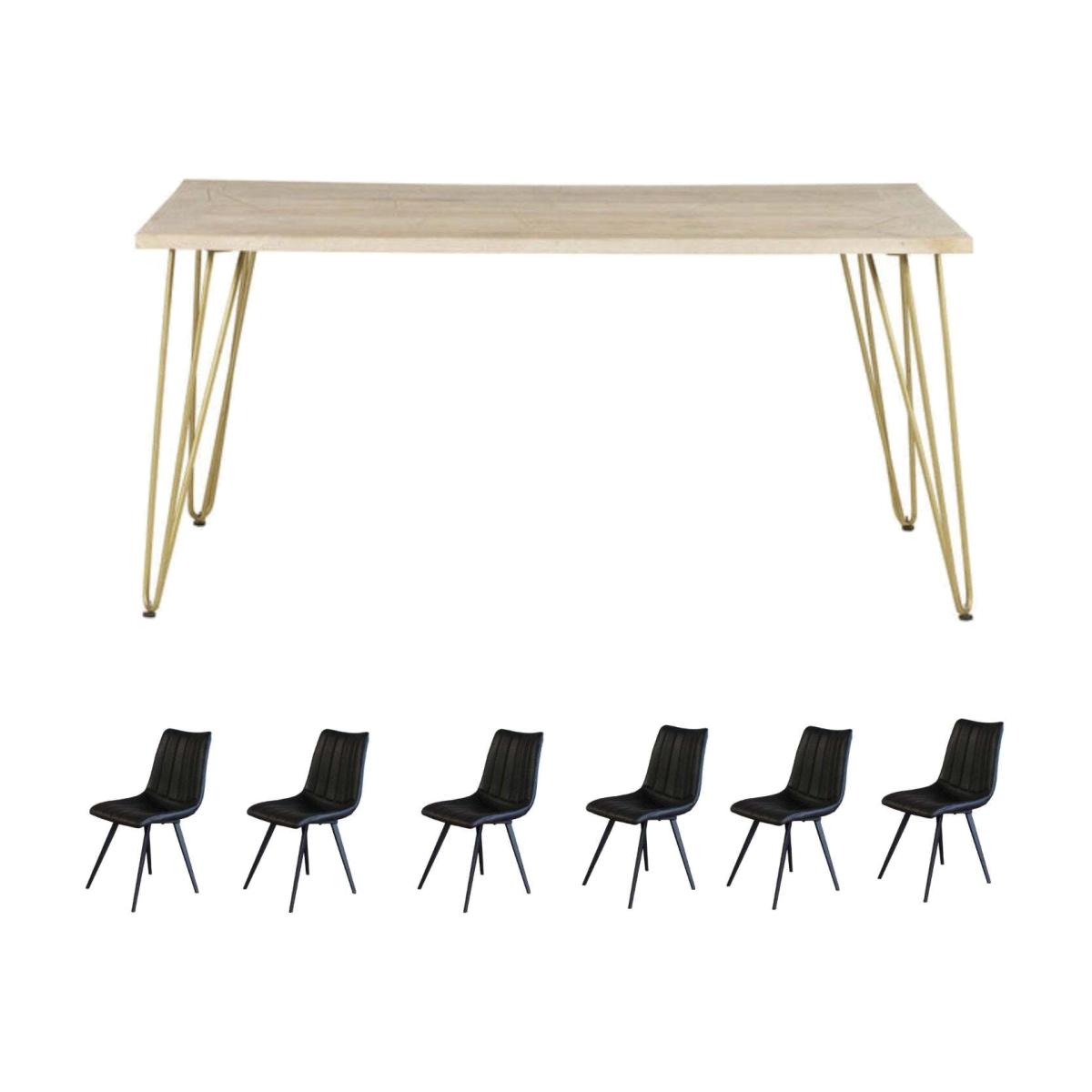 Dallas Light Mango Wooden Rectangular Dining Table With 6 Chairs - Light Wood