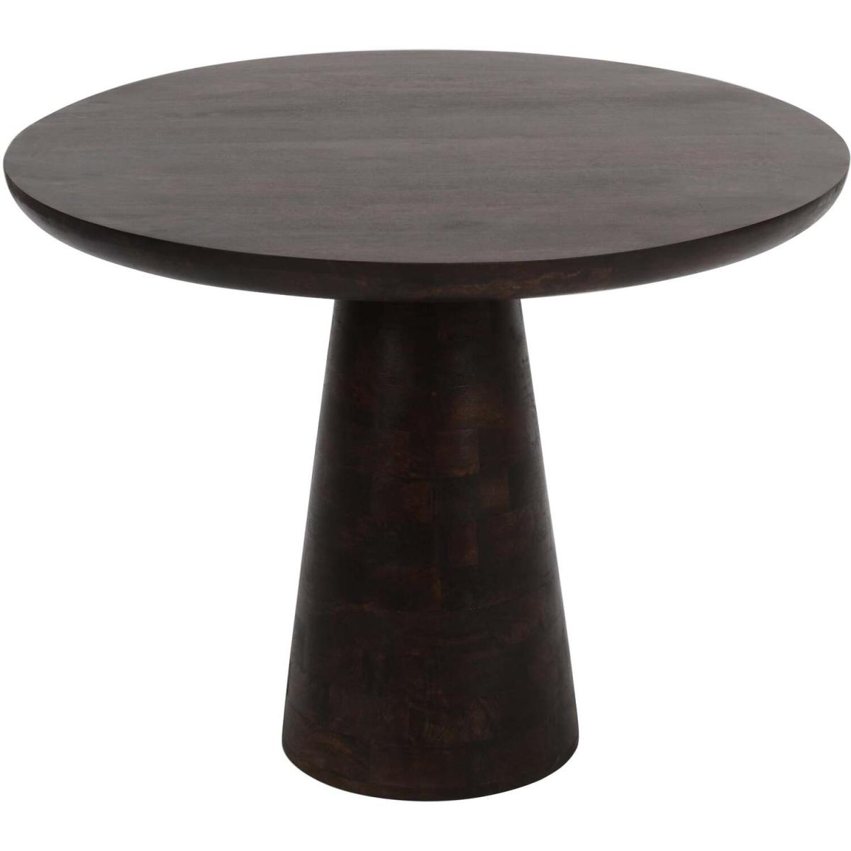 Natural Solid Dark Mango Wood Round Dining Table - Brown – image 2