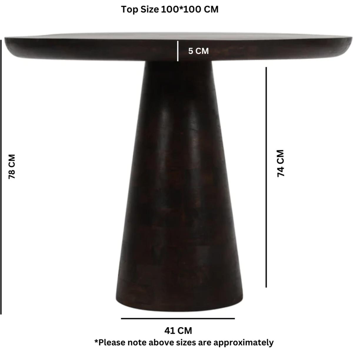 Natural Solid Dark Mango Wood Round Dining Table - Brown – image 3