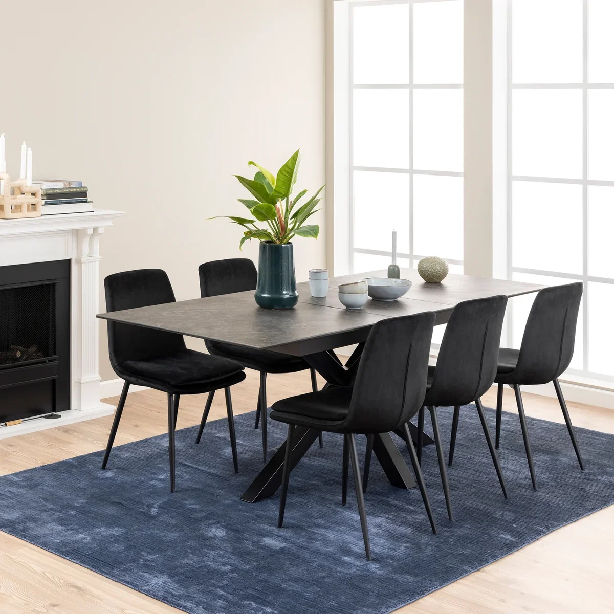 Heaven Extendable Dining Table with Ceramic Black Top 168cm - Black – image 1