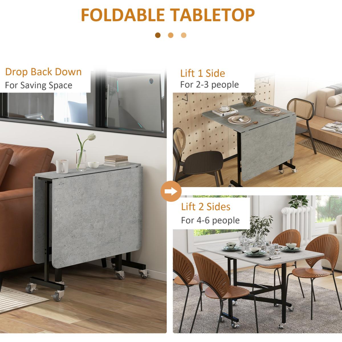 Rolling Wheeled Drop Leaf Table - Grey – image 2