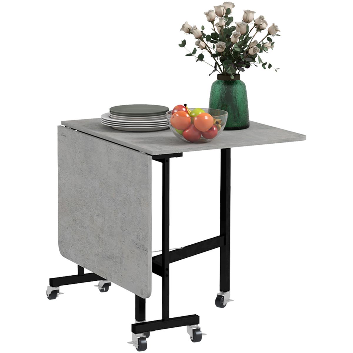 Rolling Wheeled Drop Leaf Table - Grey – image 4