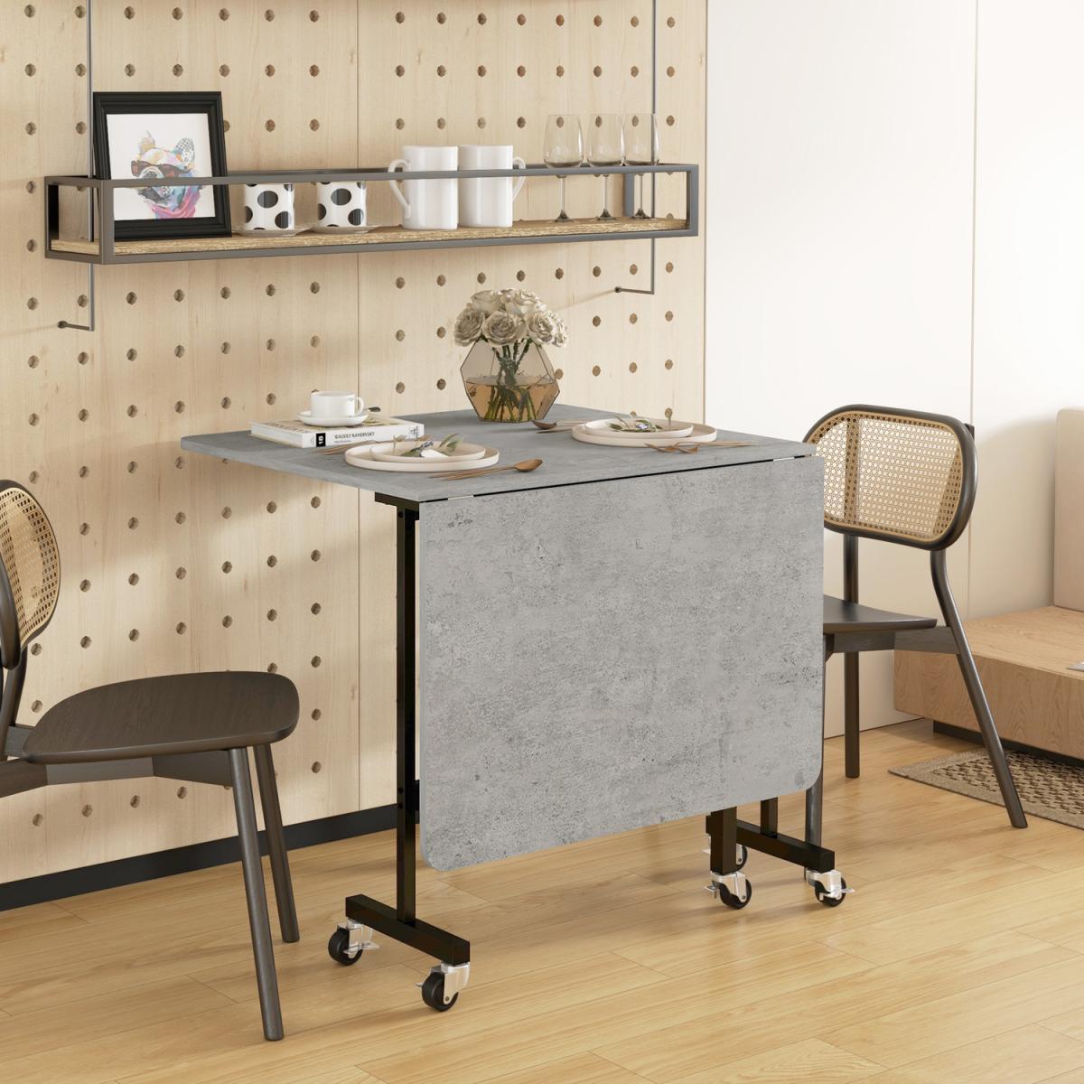 Rolling Wheeled Drop Leaf Table - Grey – image 7