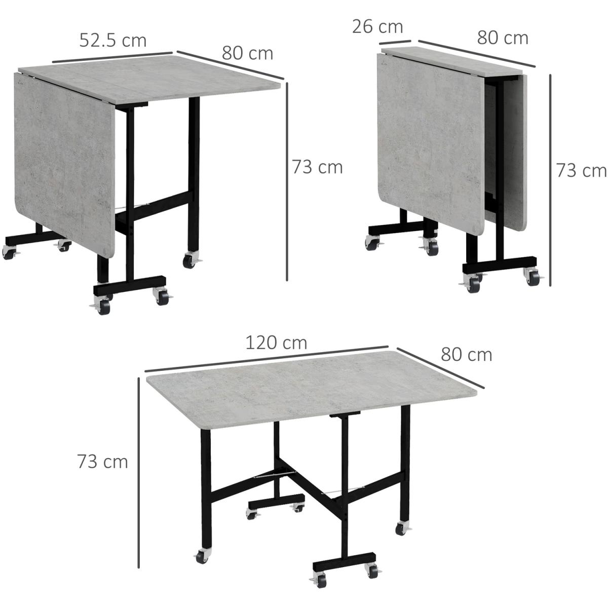 Rolling Wheeled Drop Leaf Table - Grey – image 8