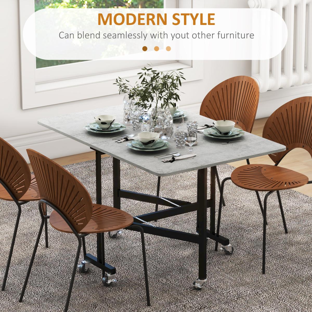 Rolling Wheeled Drop Leaf Table - Grey – image 9