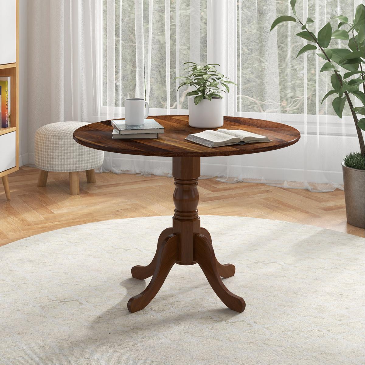 Round Wooden Dining Table for 4 - Walnut