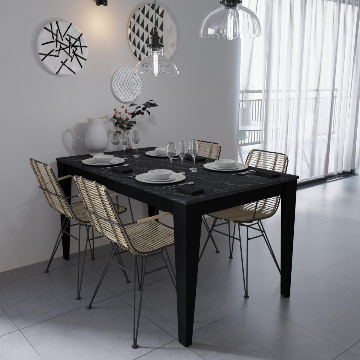 Bud Modern Dining Table - Black Marble Effect