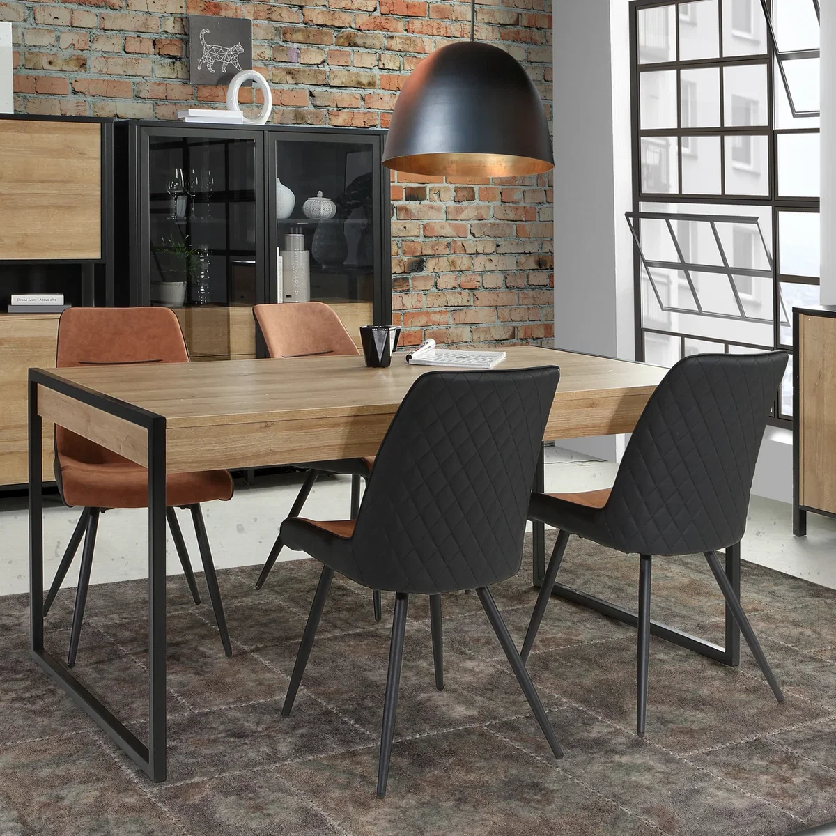 High Rock Dining Table in Riviera Oak - Black & Riviera Oak – image 7