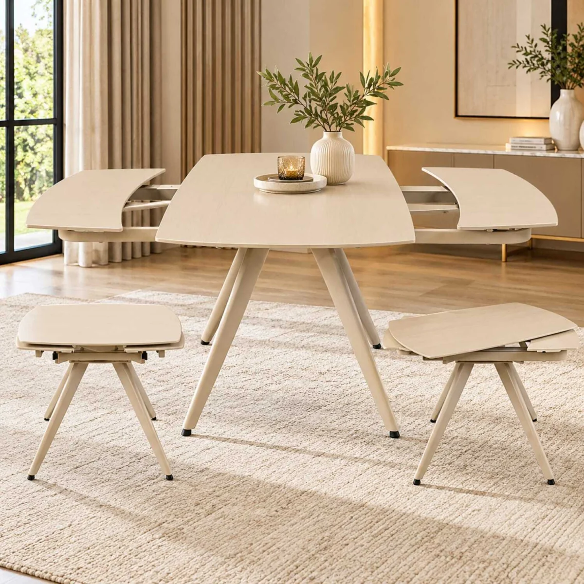 Zermatt Beige Extending Dining Table - Beige