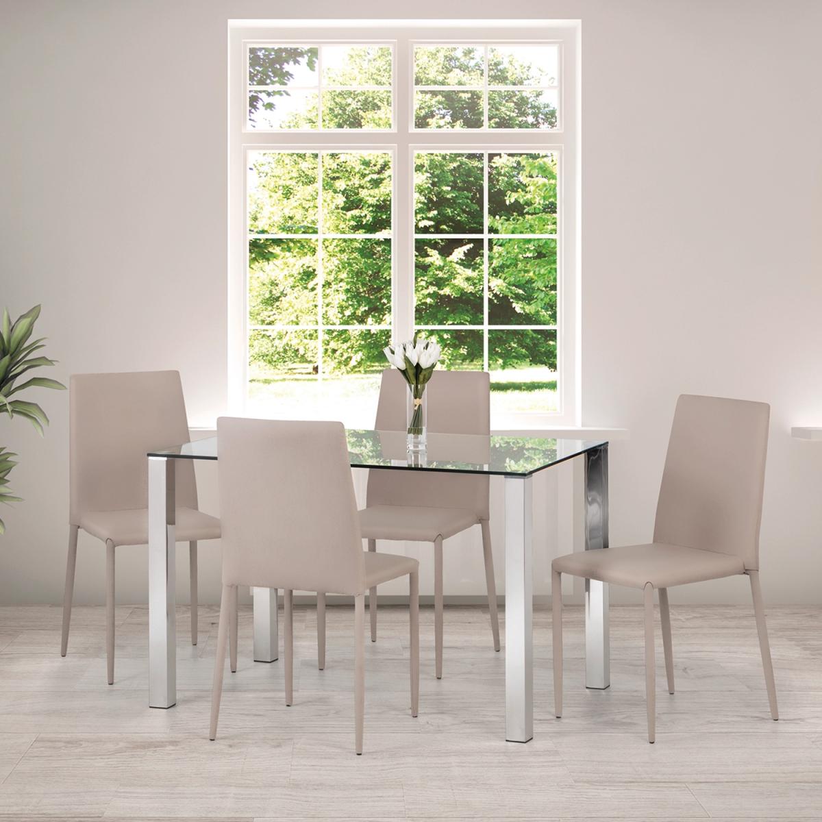 Enzo Glass Dining Table - Chrome – image 4