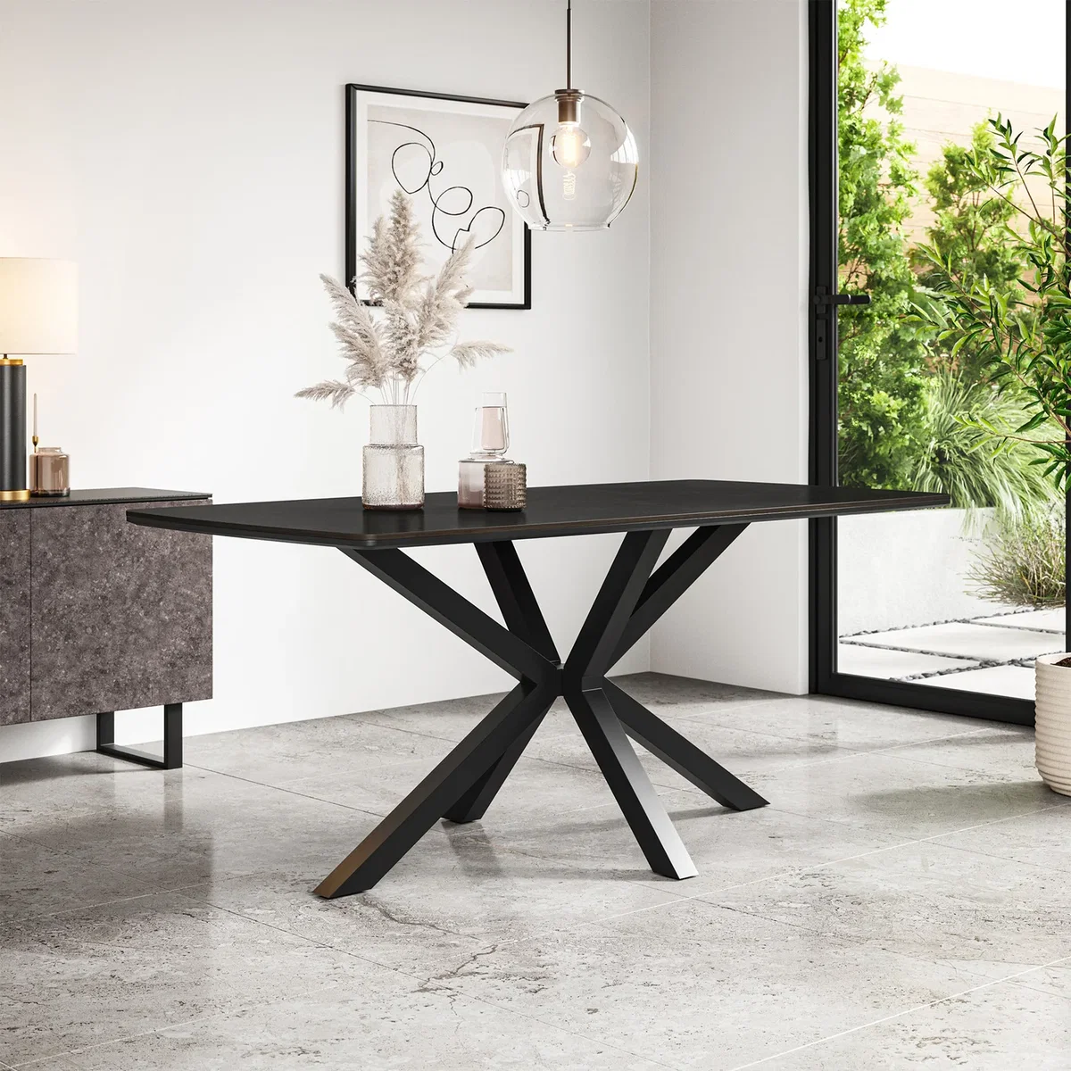 Juno Sintered Stone Ceramic Dining Table - Concrete – image 1