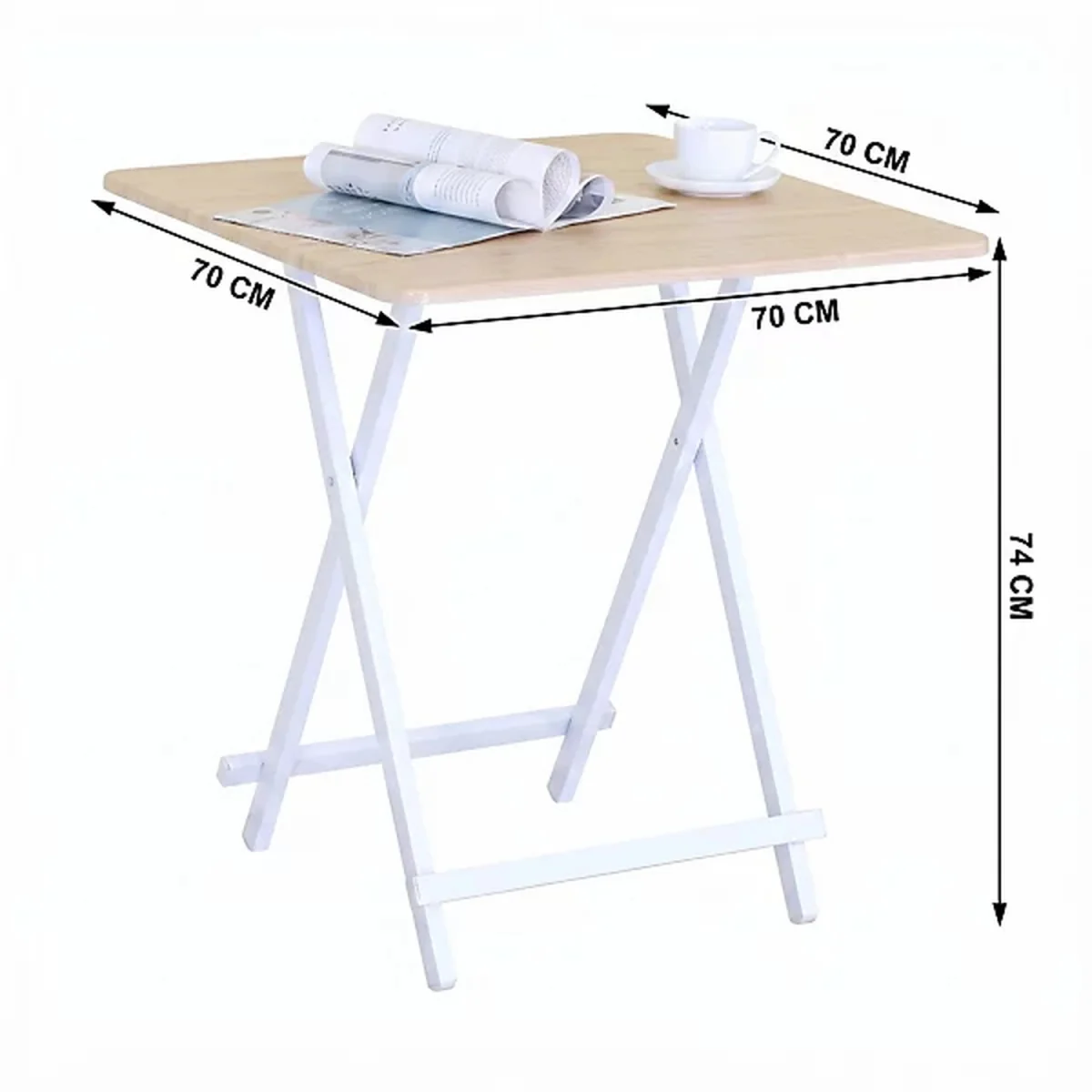 70cm Square Wooden Folding Dining Table - White – image 2