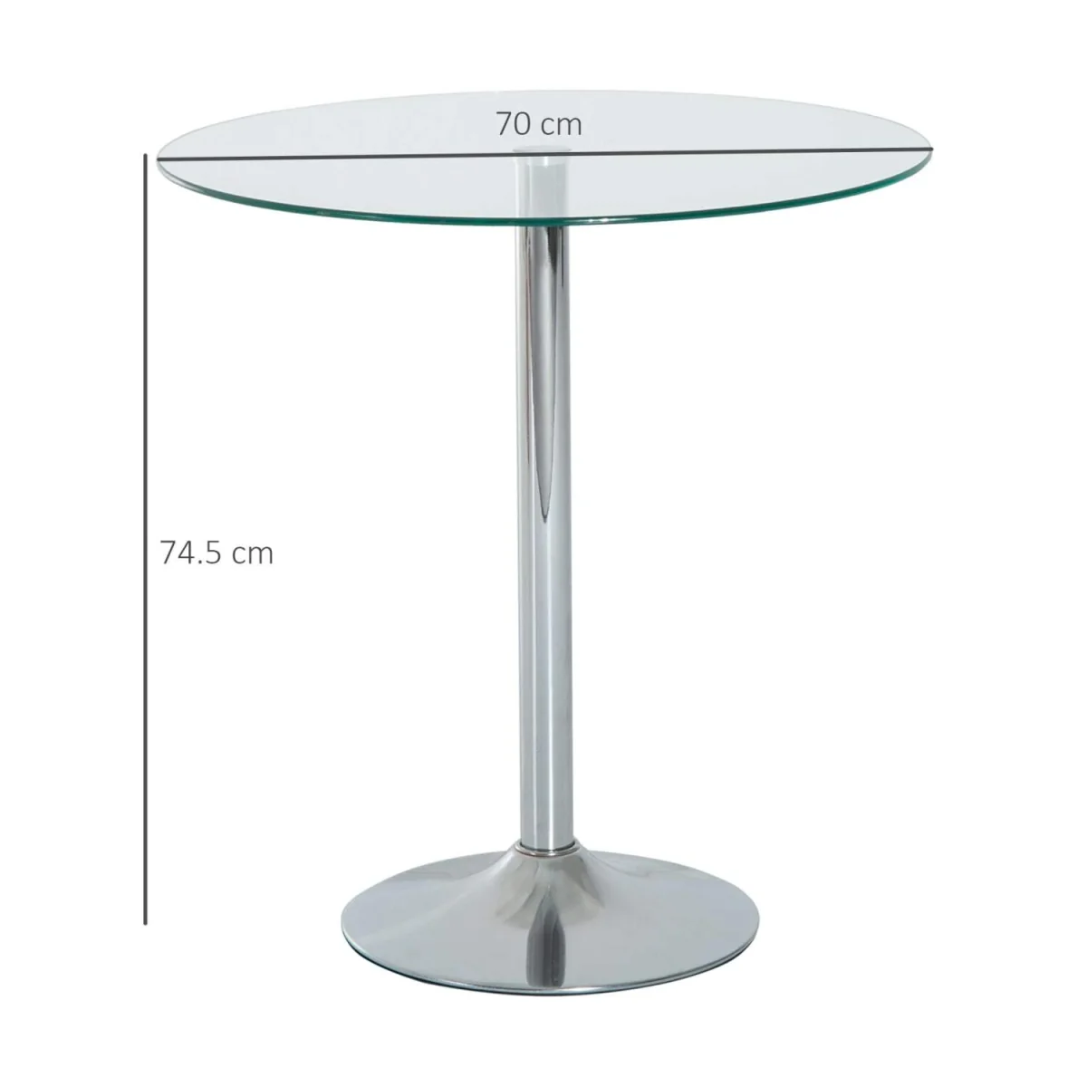 Diliha Round Tempered Glass Dining Table, Polished Silver Base – image 2
