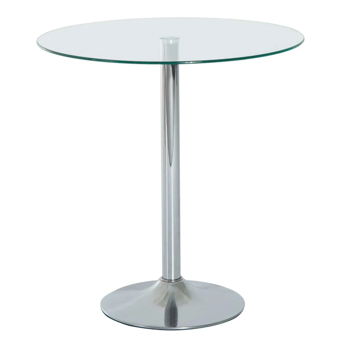 Diliha Round Tempered Glass Dining Table, Polished Silver Base – image 3