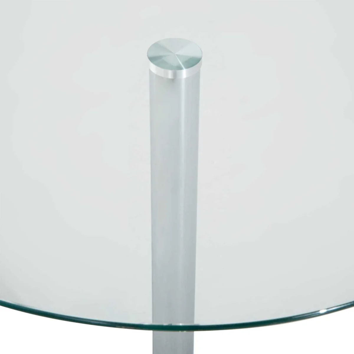 Diliha Round Tempered Glass Dining Table, Polished Silver Base – image 10
