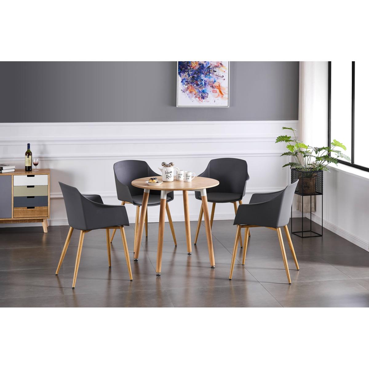 Eden Round Dining Set with a Table and Set of Dining 4 Chairs - Grey – image 4