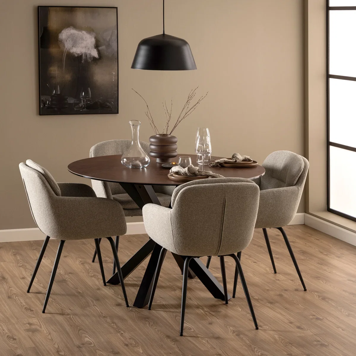 Heaven Round Dining Table with Ceramic Rusty Brown Top - Rusty Brown – image 2