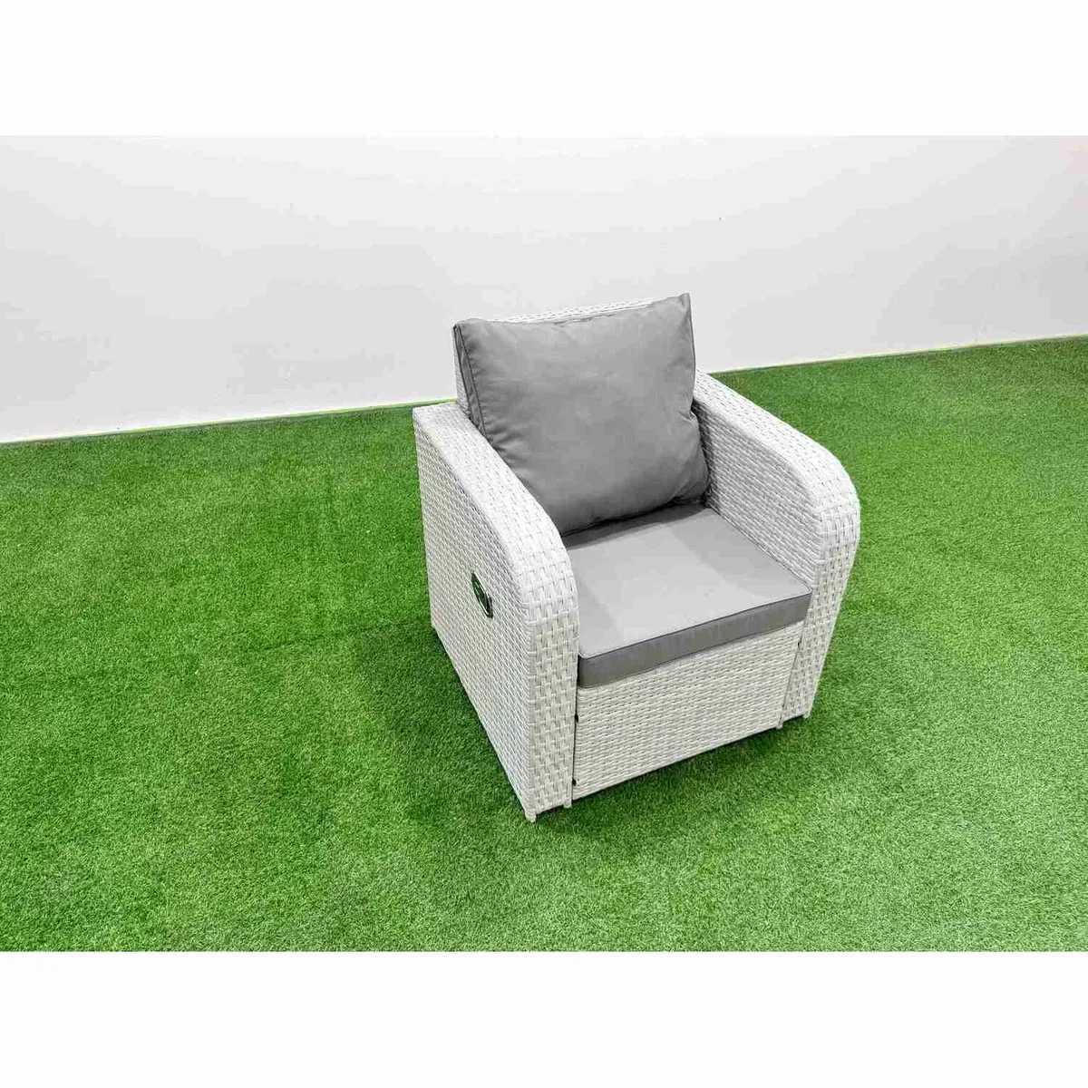 Fimous 9-Seater PE Rattan Patio Set with Dining Table - Light grey rattan + dark grey fabric – image 4