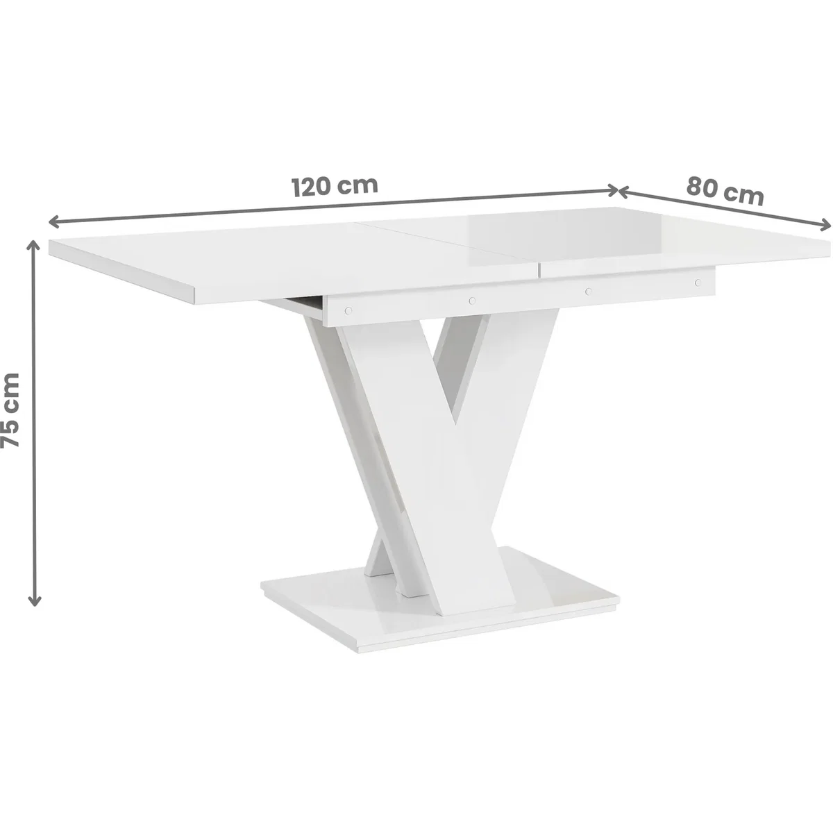 MASIV Extending Dining Table 4-6 Seater - White Gloss / Black Gloss Base – image 2