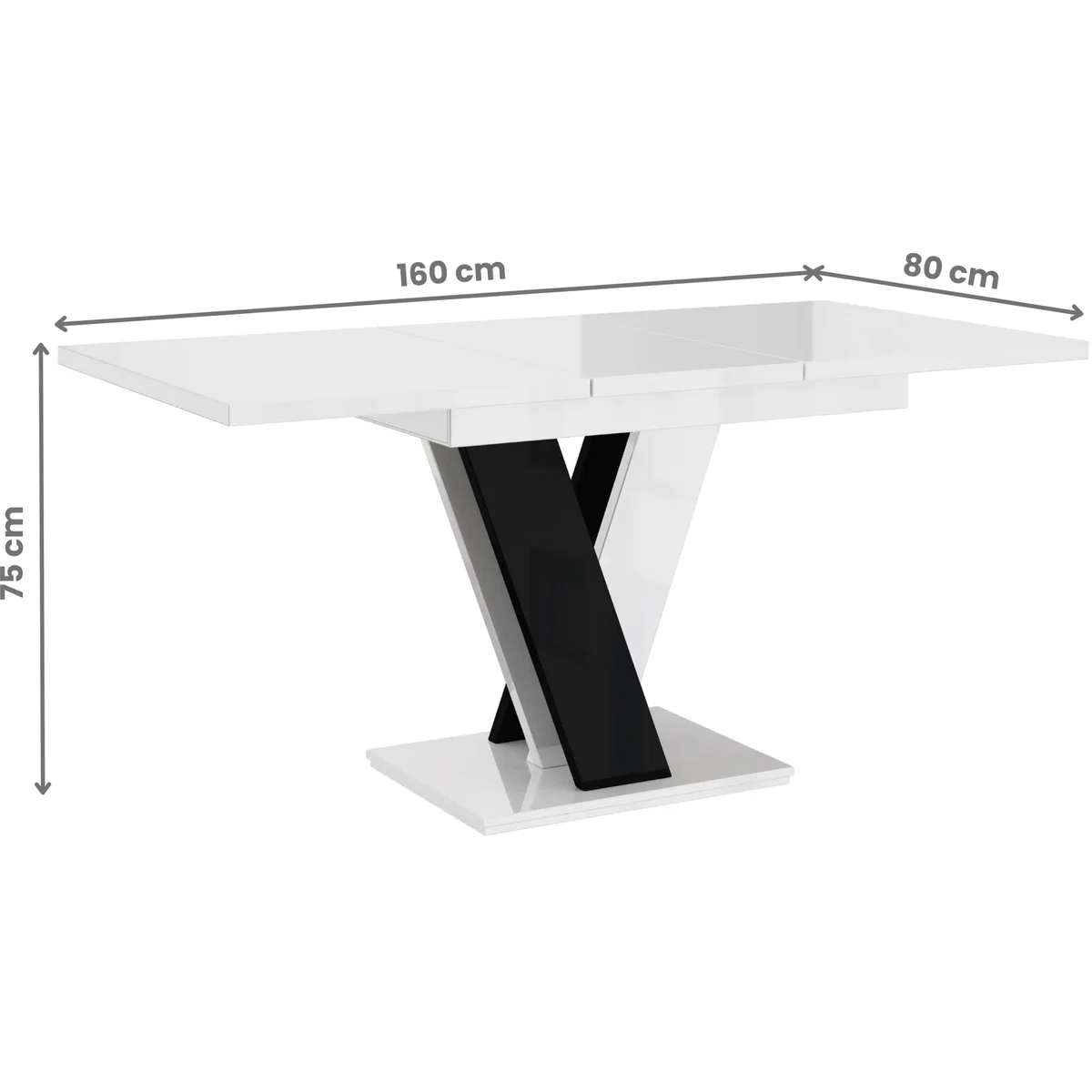 MASIV Extending Dining Table 4-6 Seater - White Gloss / Black Gloss Base – image 7