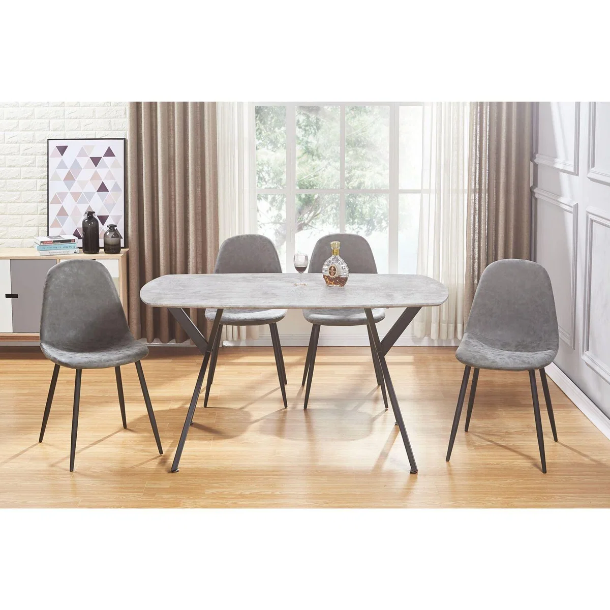Athens Concrete effect Rectangular Dining Table - concrete effect – image 2