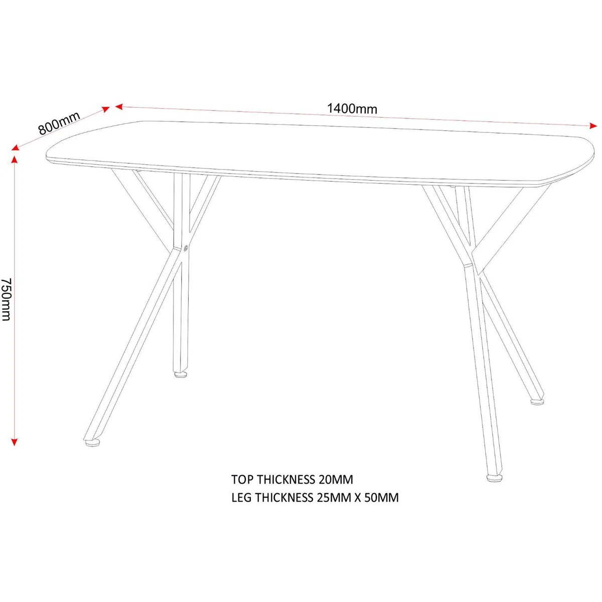 Athens Concrete effect Rectangular Dining Table - concrete effect – image 4