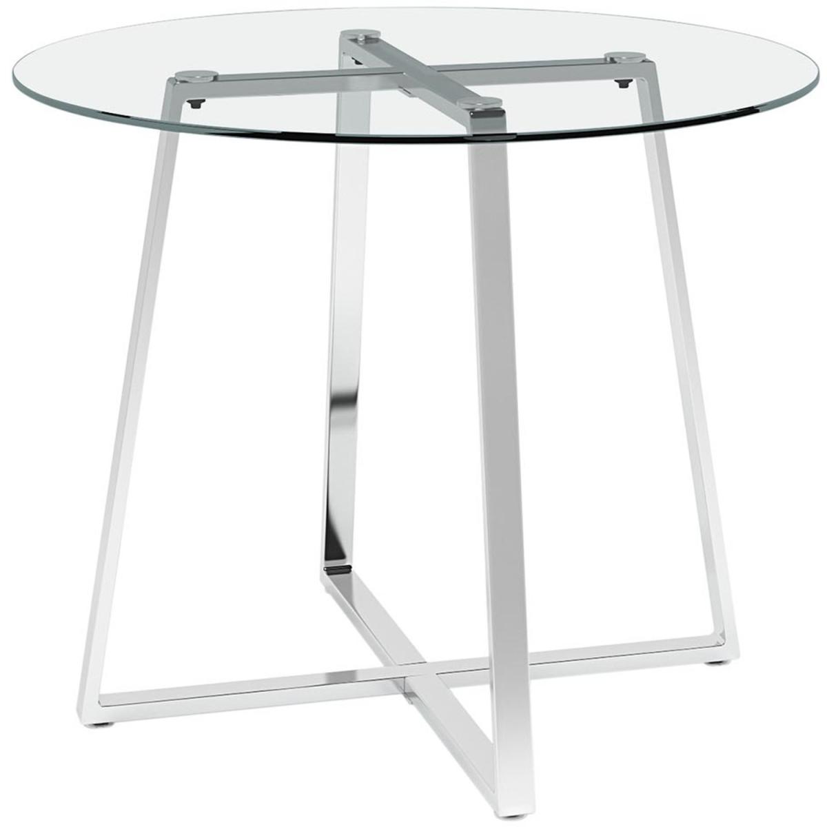 Tempered Glass Round Coffee Tea Dining Table - Silvery – image 3
