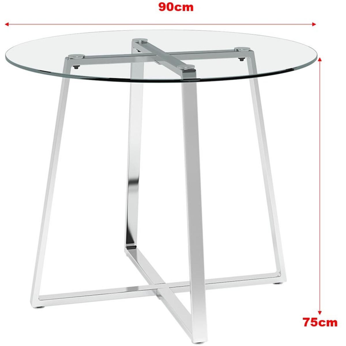 Tempered Glass Round Coffee Tea Dining Table - Silvery – image 4