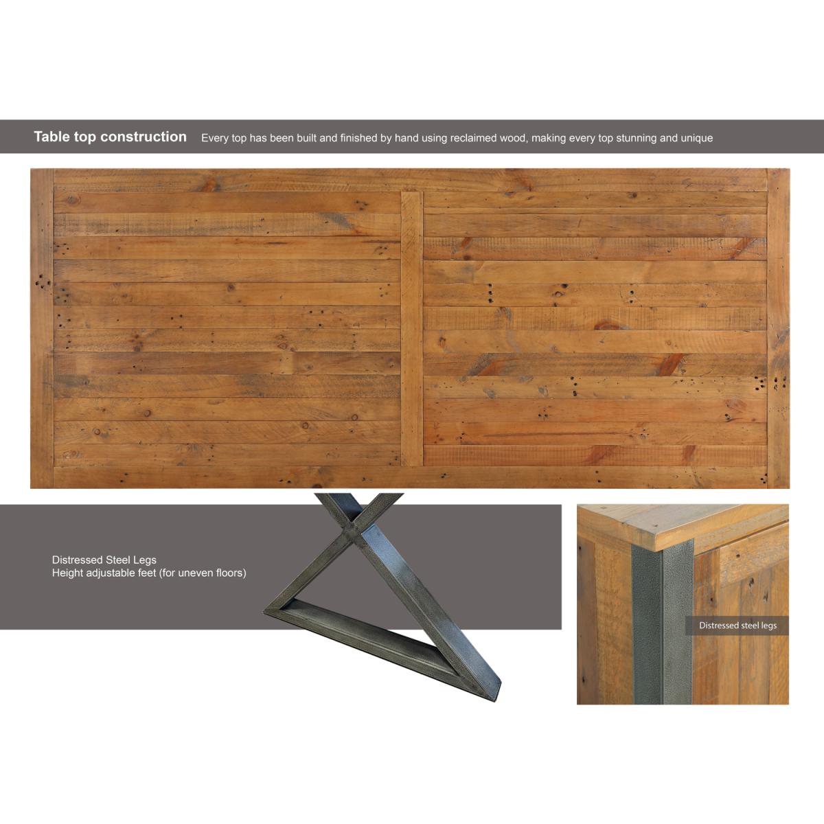 Urban Elegance - Reclaimed SMALL (Diagonal Leg  95cm x 170cm top) 4-6 seater - Rustic Brown – image 5