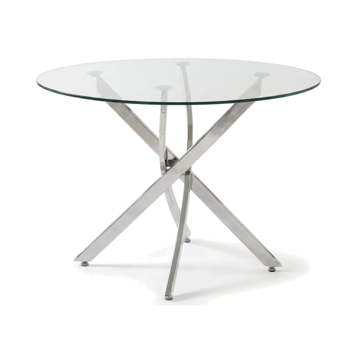 Oira Homes Modern Round Glass Dining Table Kitchen Dining Table with Chrome Effect Metal Legs - Clear – image 1