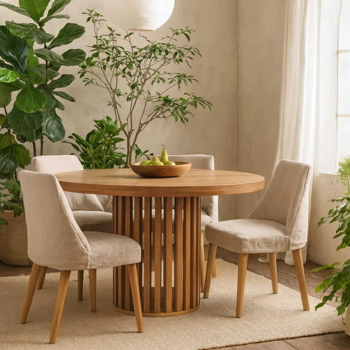 Verona Round Mango Wood Dining Table ish Matt Finish - Brown – image 1