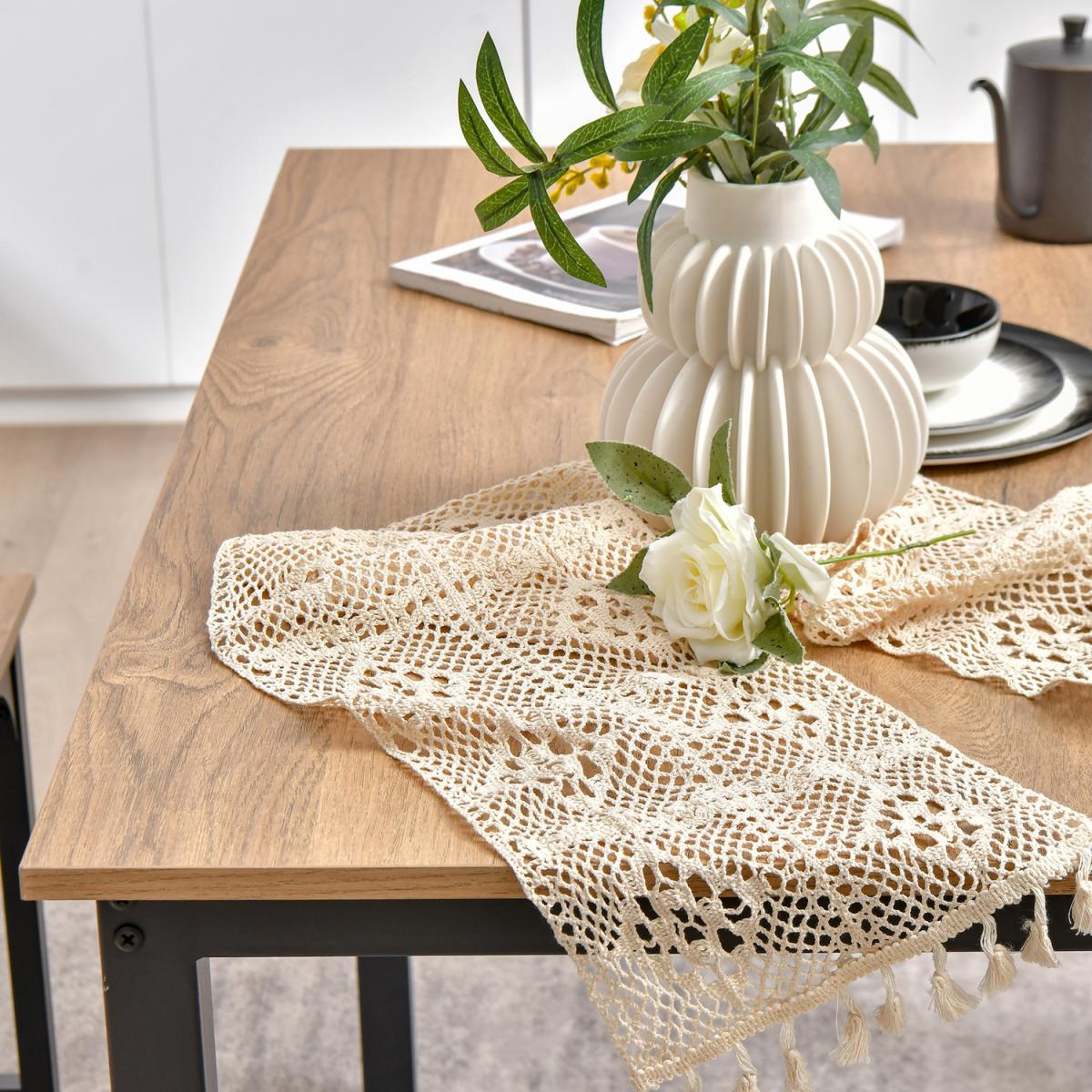 Costway 3PCS Dining Table Set Industrial Breakfast Table Set - Brown – image 5