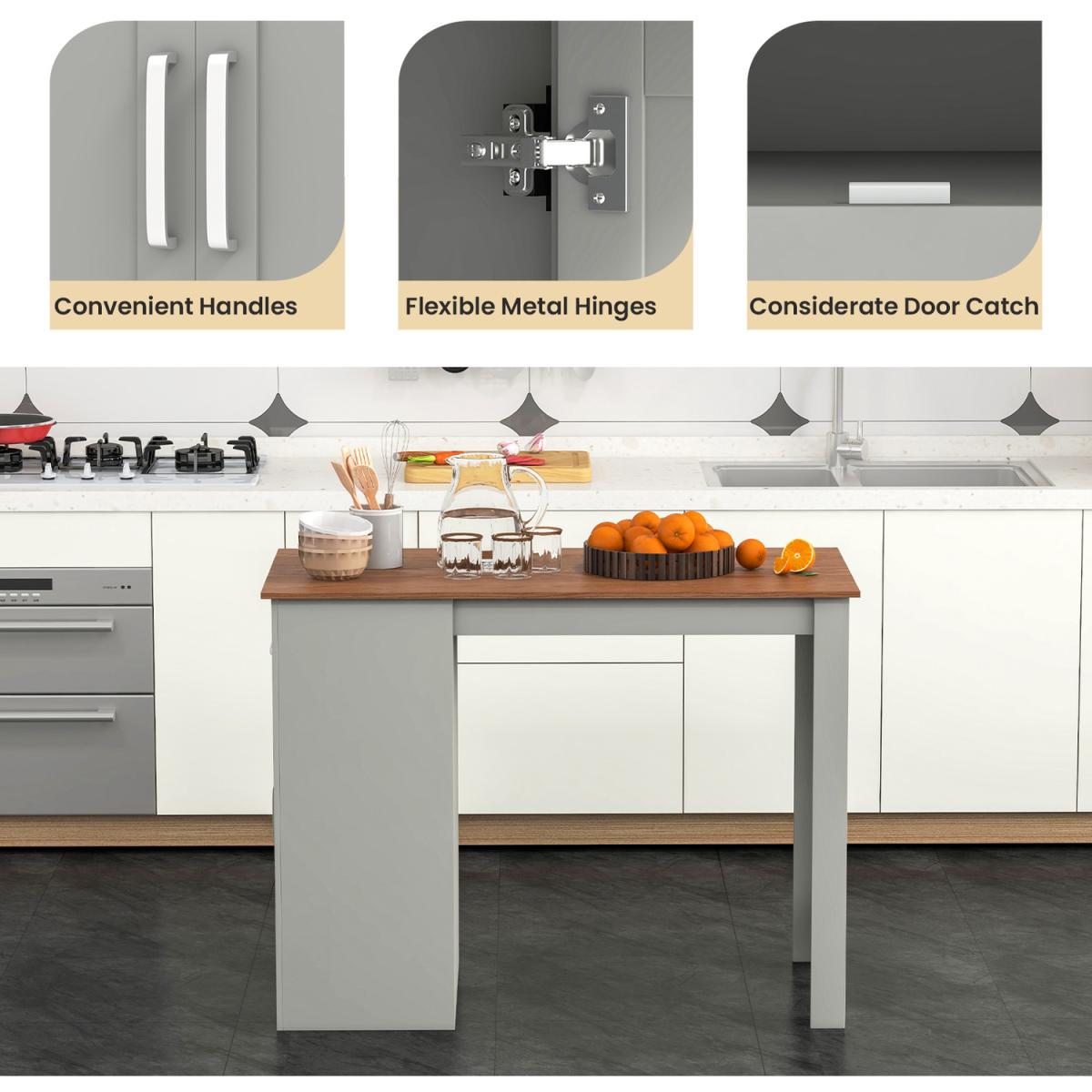 Counter Height Table Pub Dining Table-Grey - Grey + Natural – image 3