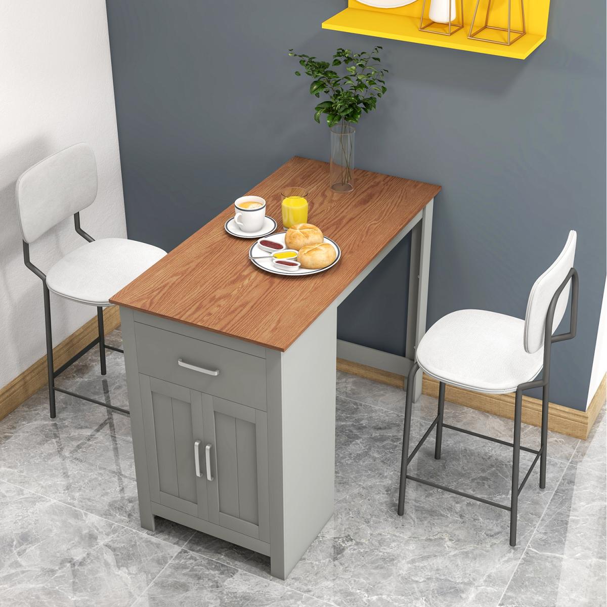 Counter Height Table Pub Dining Table-Grey - Grey + Natural – image 4