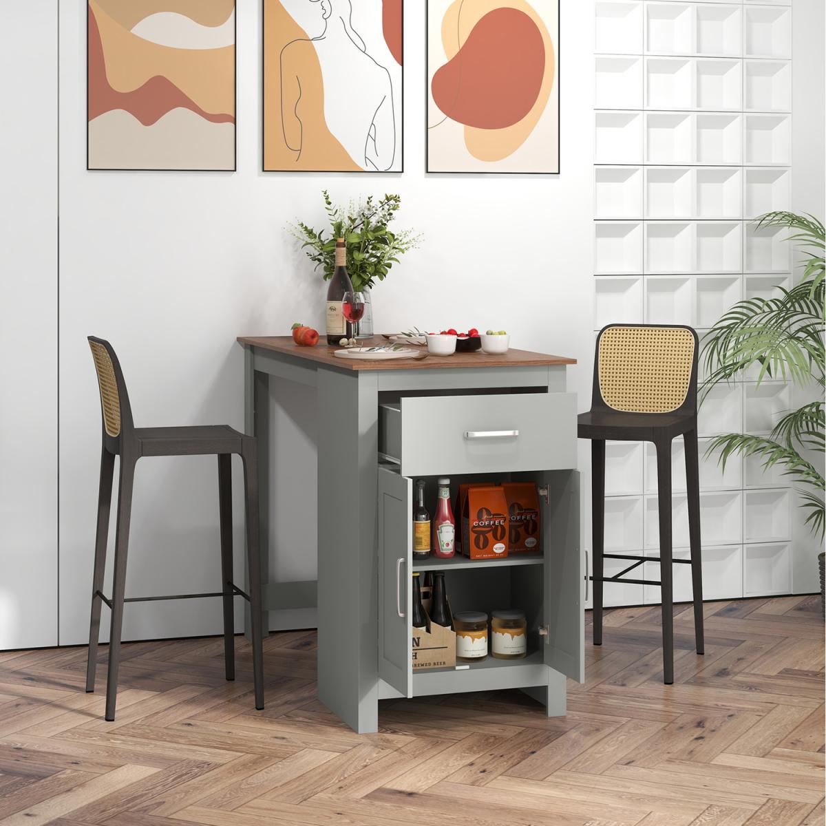 Counter Height Table Pub Dining Table-Grey - Grey + Natural – image 5