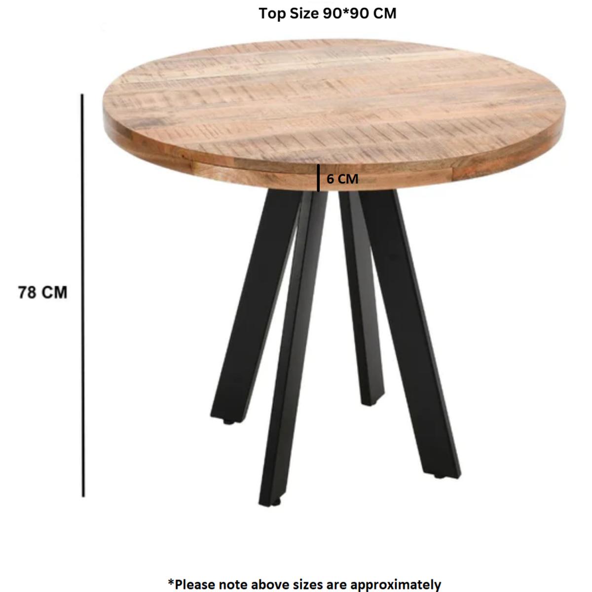 Merlin Mango Wooden 4 Seater Round Dining Table - Brown – image 5