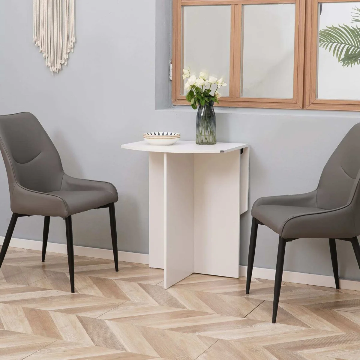 Nelu White Drop-Leaf Dining Table for 4 – image 4