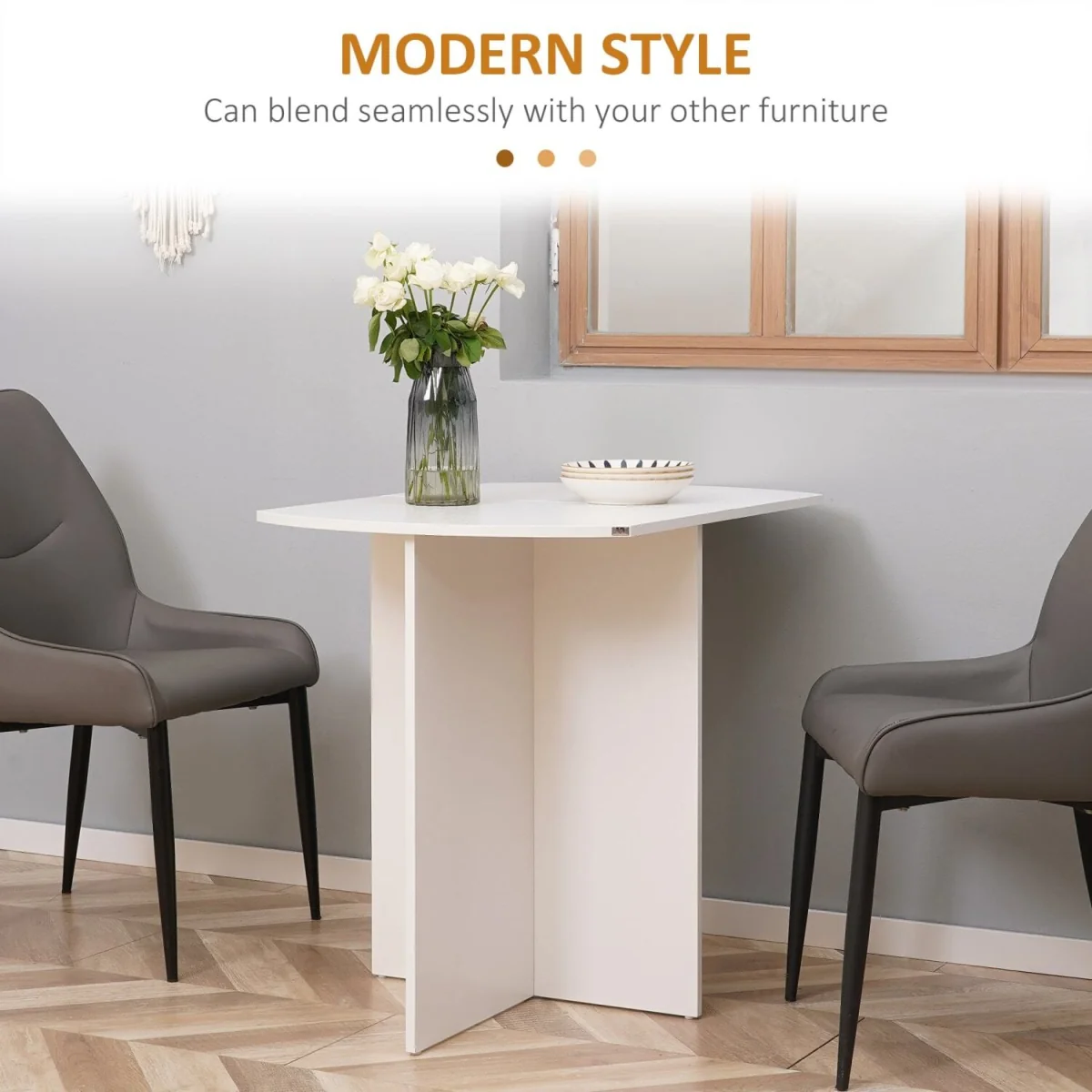 Nelu White Drop-Leaf Dining Table for 4 – image 6