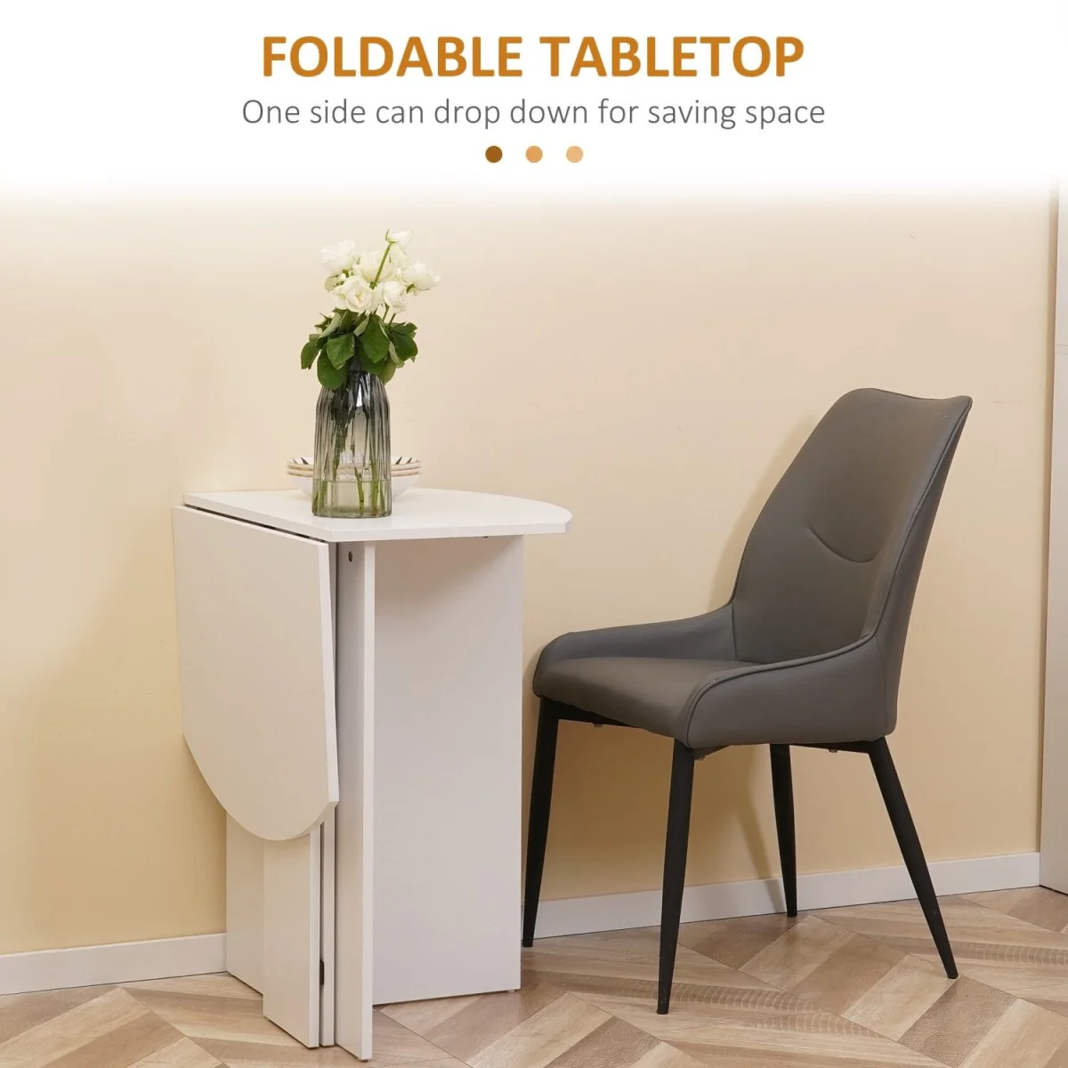 Nelu White Drop-Leaf Dining Table for 4 – image 7