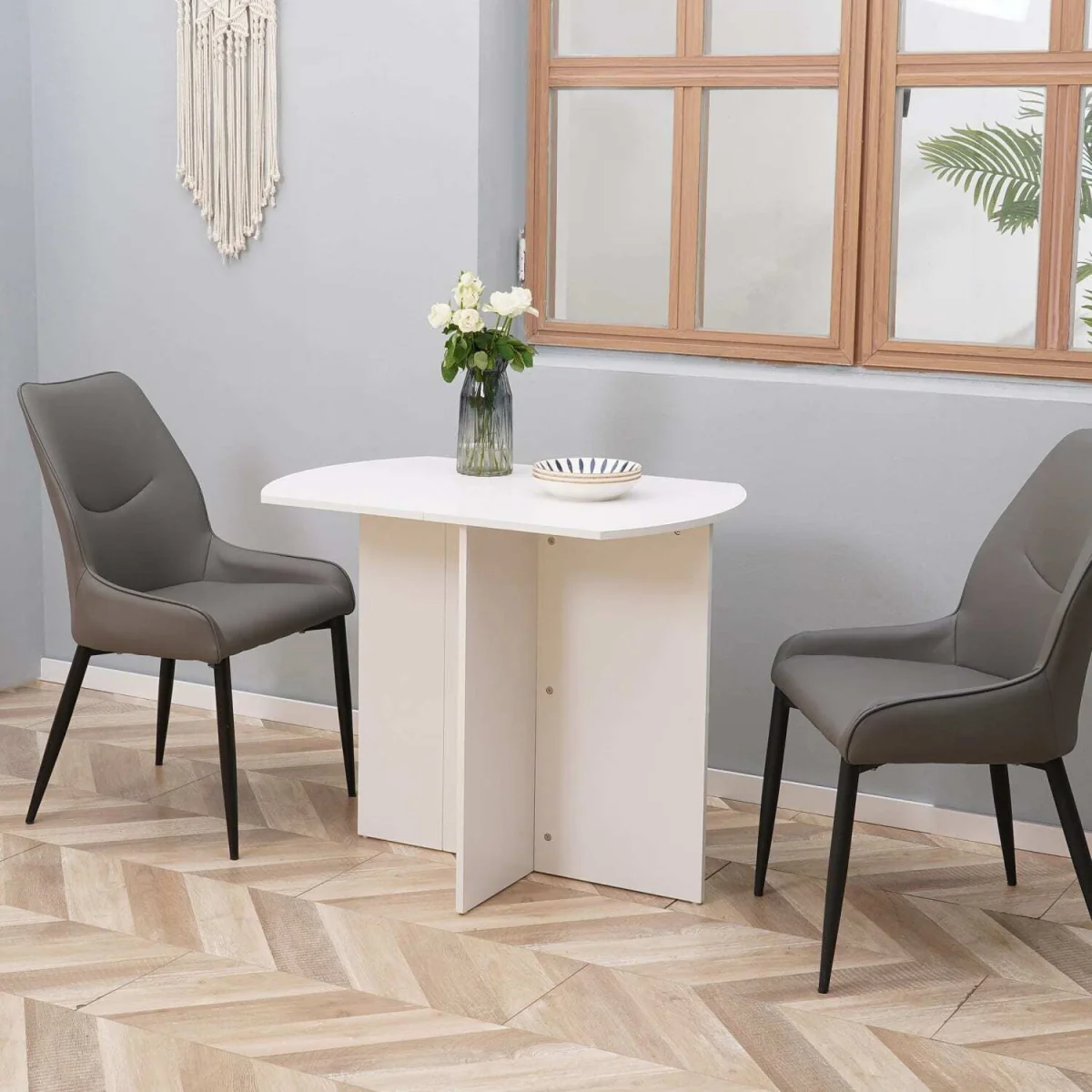 Nelu White Drop-Leaf Dining Table for 4 – image 9