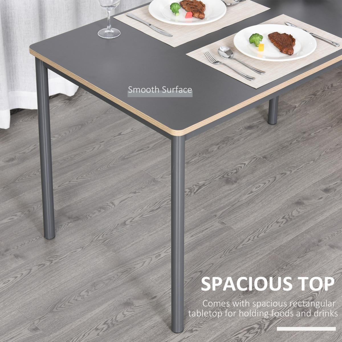 120cm Minimalistic Dining Table with Steel Frame Foot Pads - Grey – image 3
