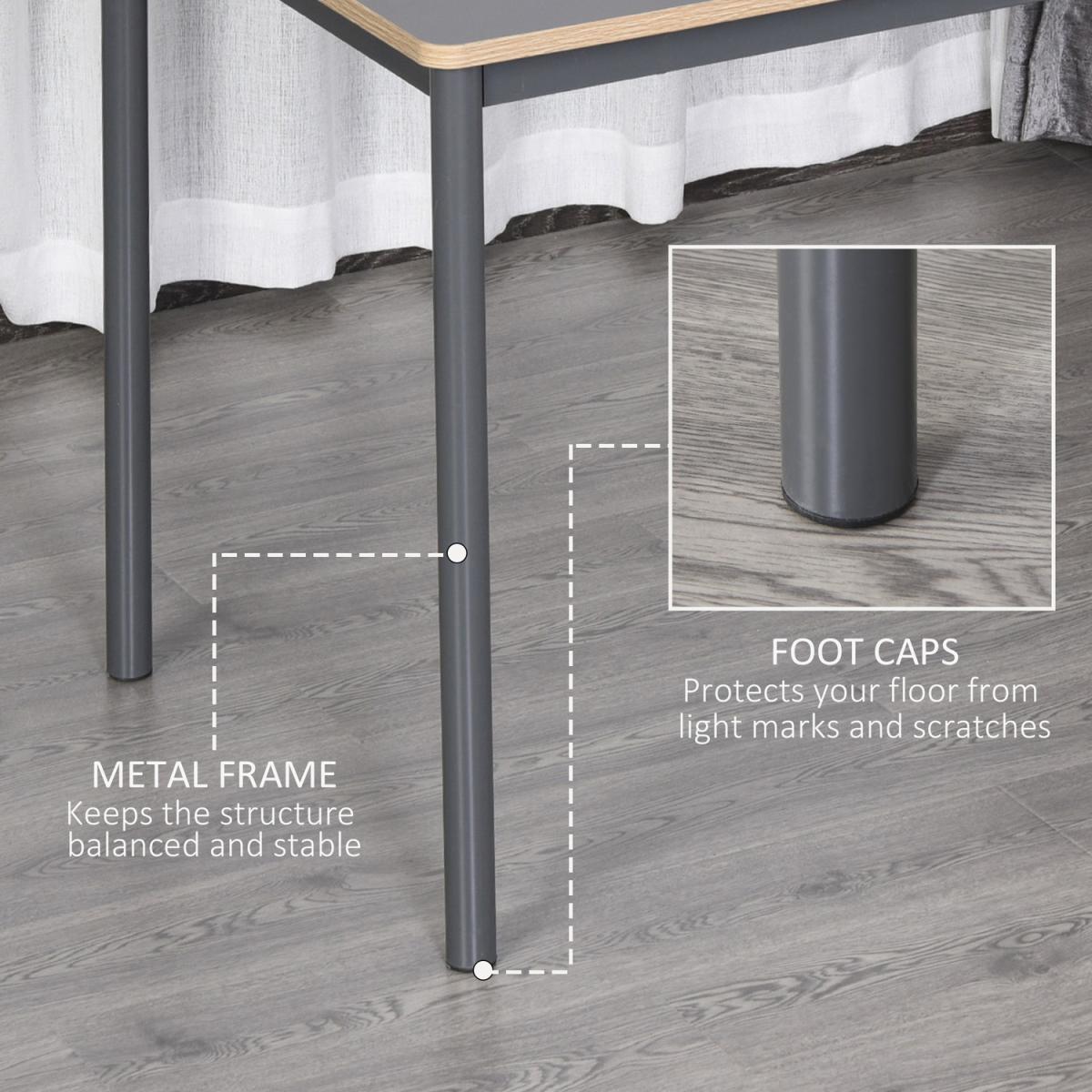 120cm Minimalistic Dining Table with Steel Frame Foot Pads - Grey – image 4