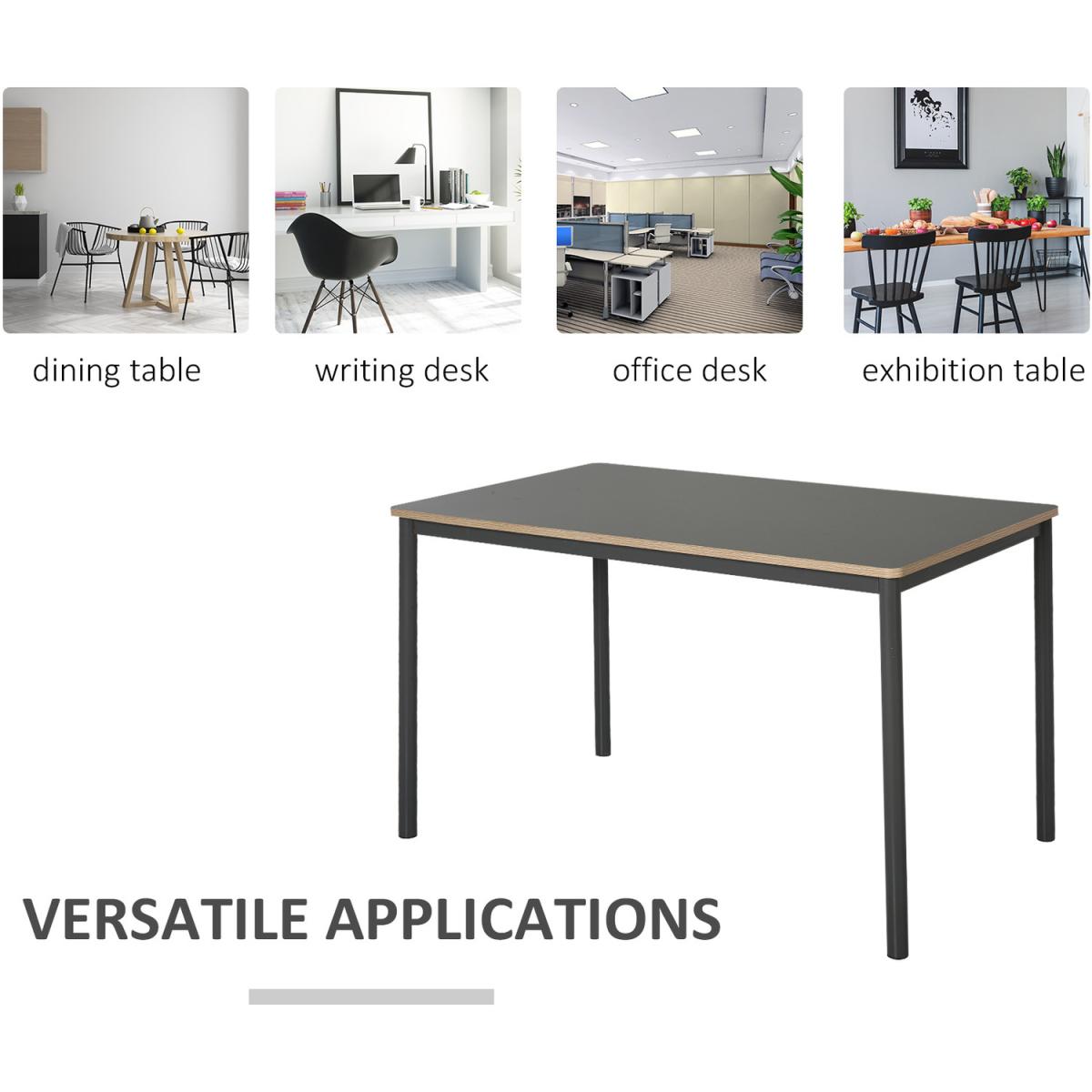 120cm Minimalistic Dining Table with Steel Frame Foot Pads - Grey – image 5