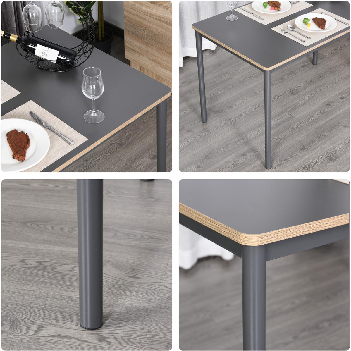 120cm Minimalistic Dining Table with Steel Frame Foot Pads - Grey – image 6