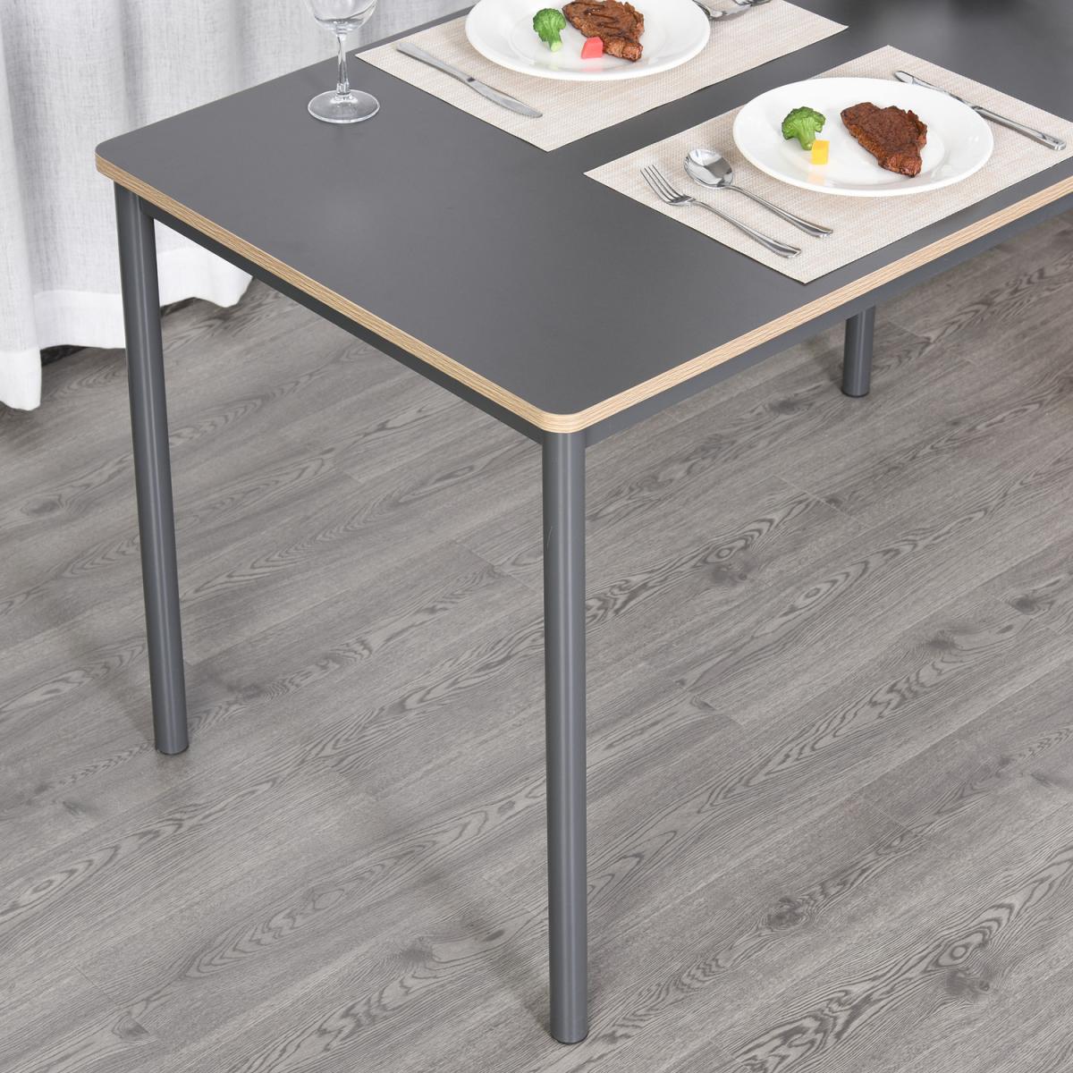 120cm Minimalistic Dining Table with Steel Frame Foot Pads - Grey – image 7